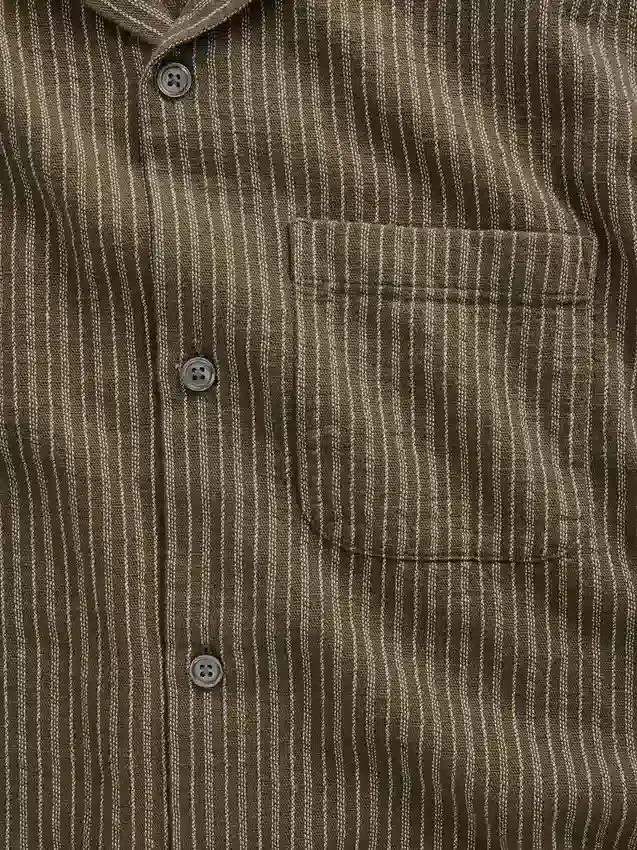 Chemise à rayures Dobby, coupe décontractée et ourlet droit