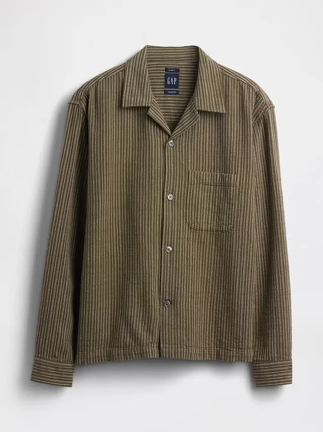 Chemise à rayures Dobby, coupe décontractée et ourlet droit