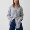 Chemise tunique oversize en mélange de lin