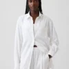 Chemise tunique oversize en mélange de lin