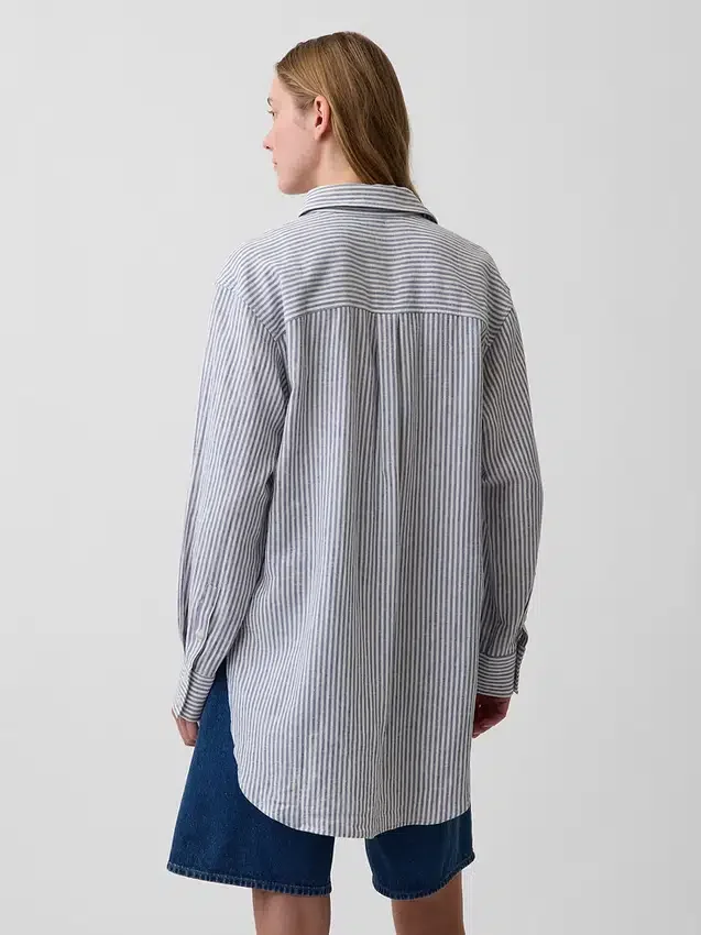 Chemise tunique oversize en mélange de lin