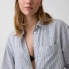 Chemise tunique oversize en mélange de lin