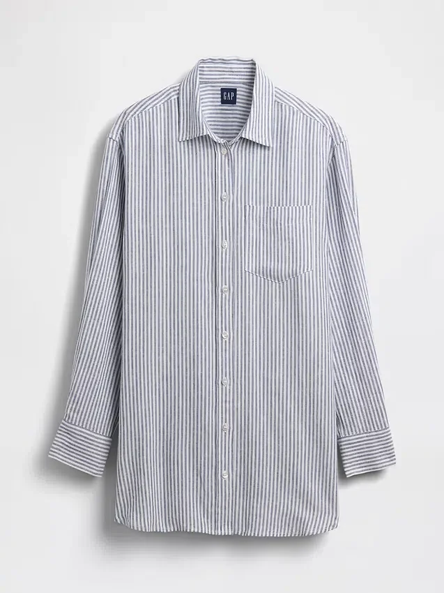 Chemise tunique oversize en mélange de lin