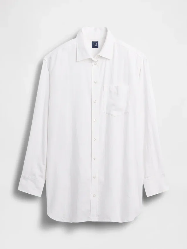 Chemise tunique oversize en mélange de lin