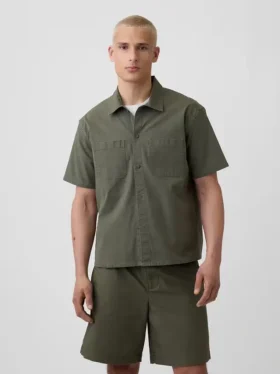 Chemise utilitaire ample à ourlet droit