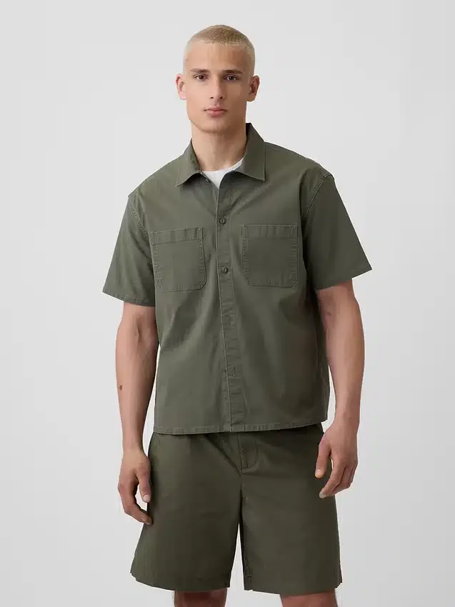 Chemise utilitaire ample à ourlet droit