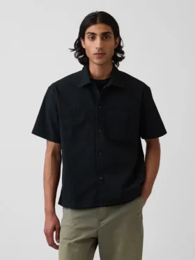 Chemise utilitaire ample à ourlet droit