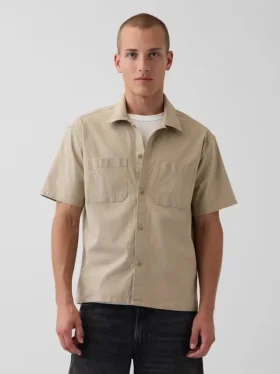 Chemise utilitaire ample à ourlet droit