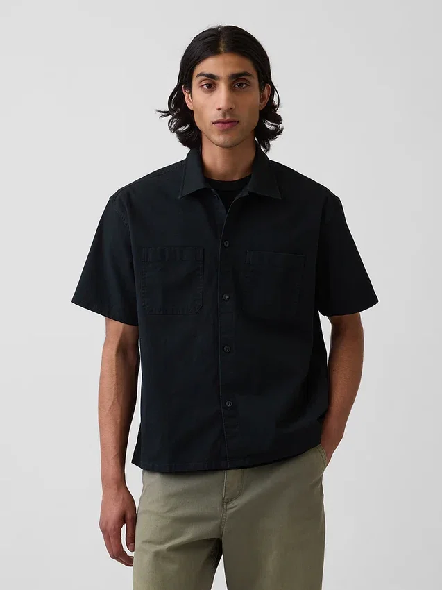 Chemise utilitaire ample à ourlet droit