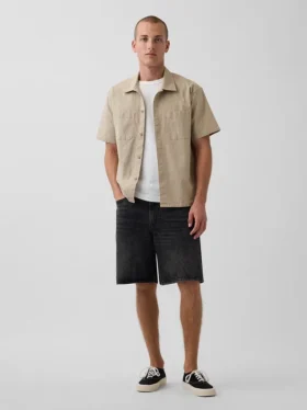Chemise utilitaire ample à ourlet droit