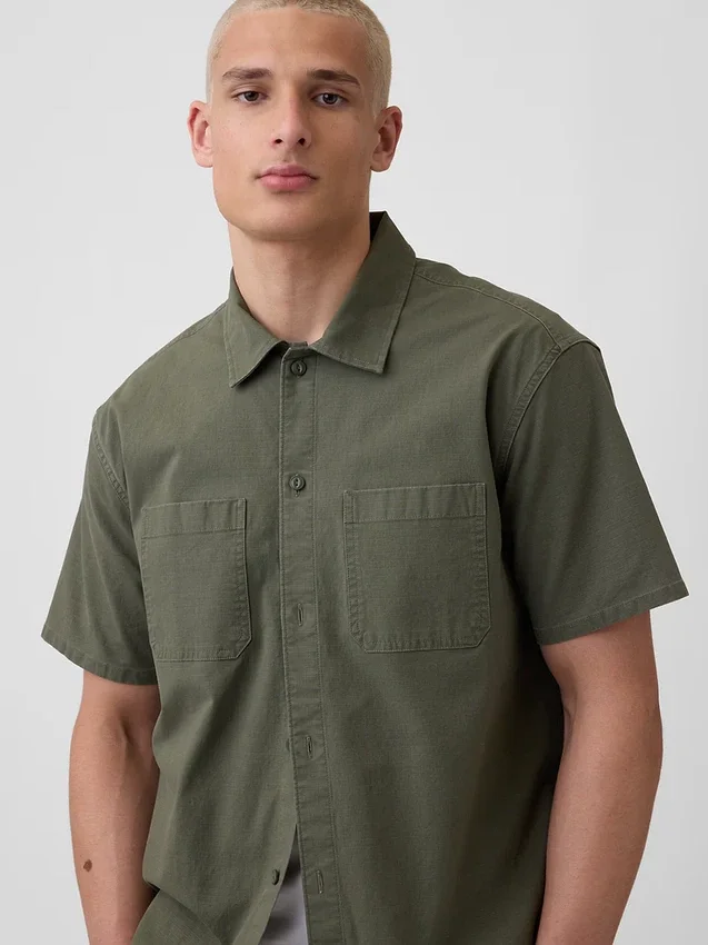 Chemise utilitaire ample à ourlet droit
