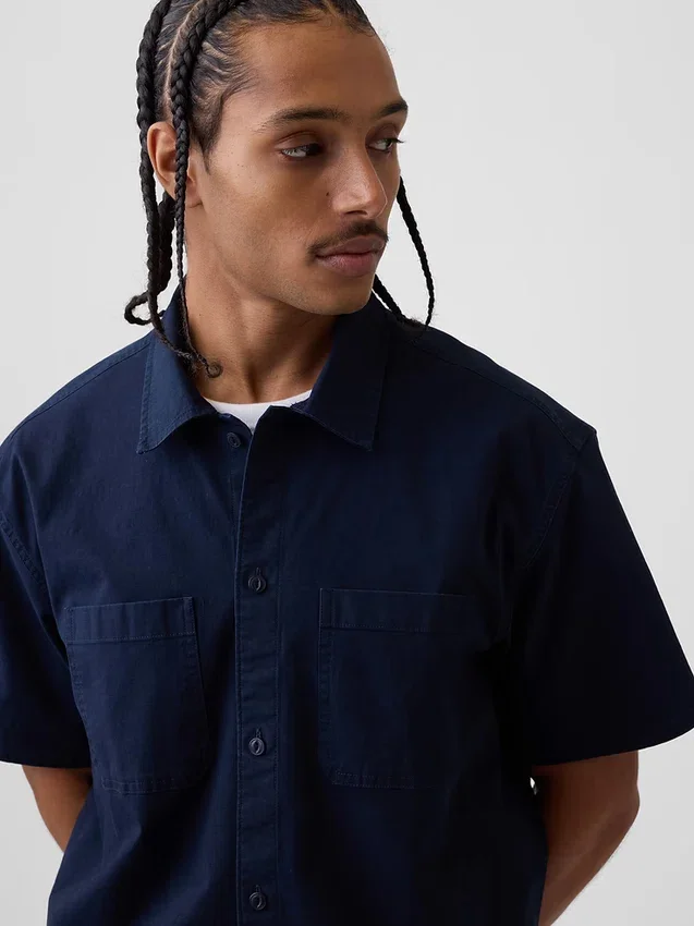 Chemise utilitaire ample à ourlet droit