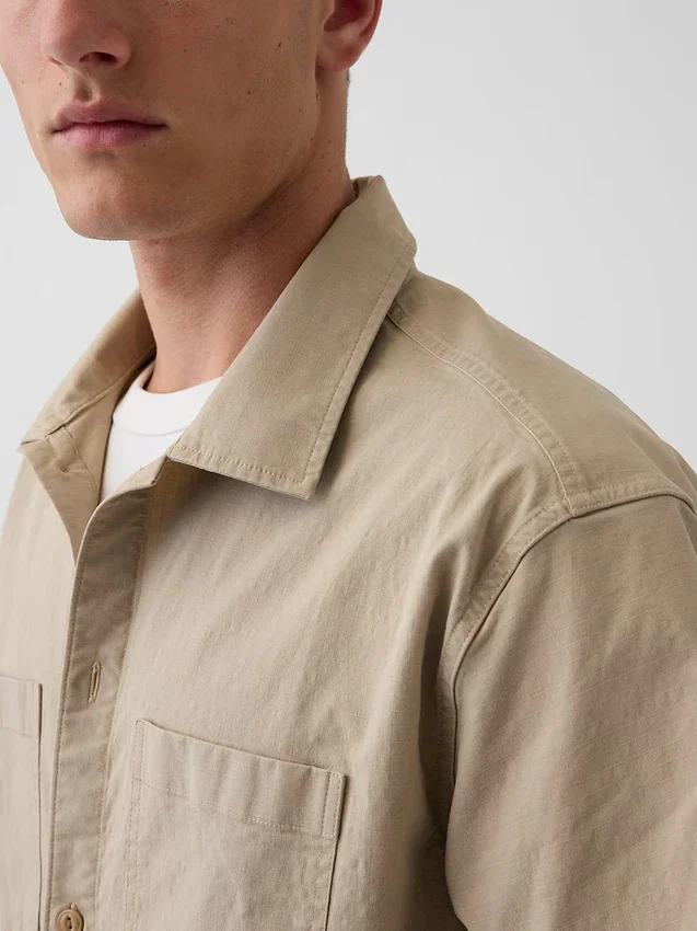 Chemise utilitaire ample à ourlet droit