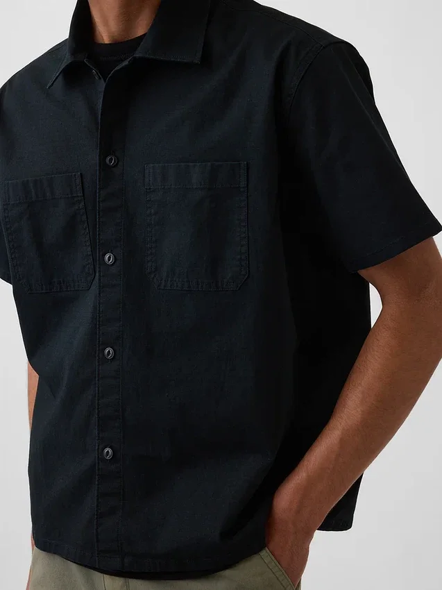 Chemise utilitaire ample à ourlet droit