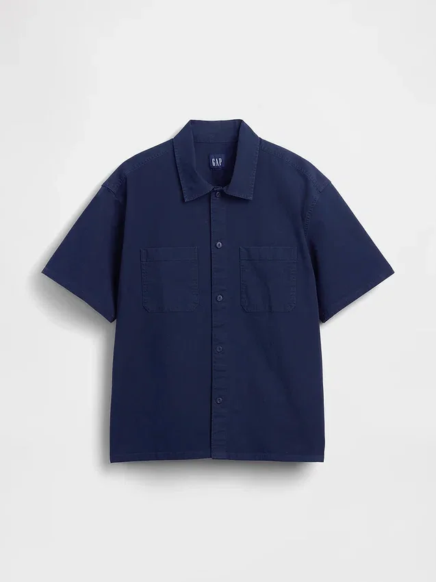 Chemise utilitaire ample à ourlet droit