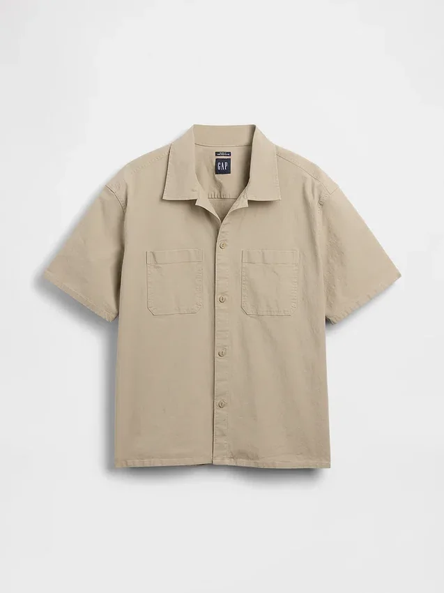 Chemise utilitaire ample à ourlet droit