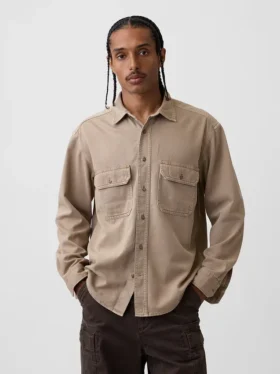 Chemise utilitaire décontractée en denim ultra-doux