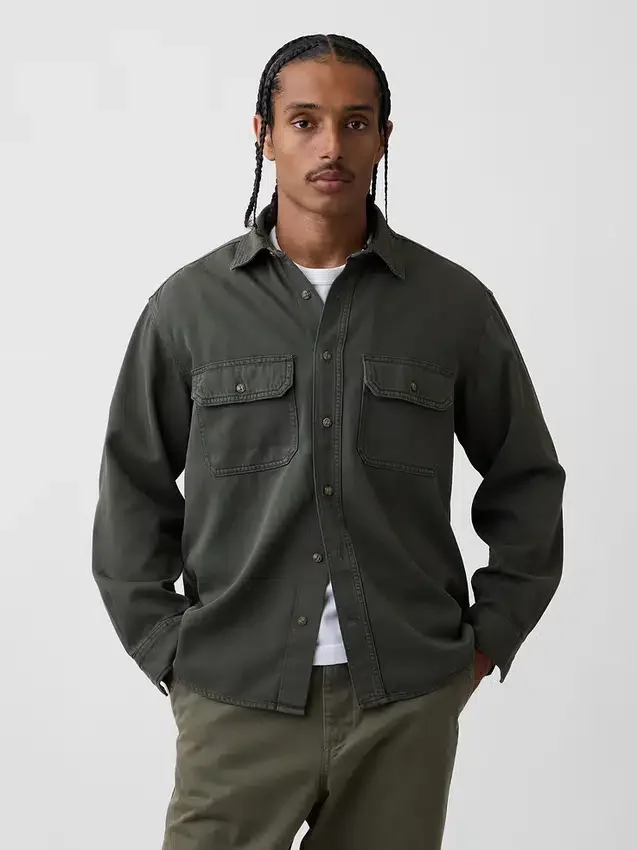 Chemise utilitaire décontractée en denim ultra-doux