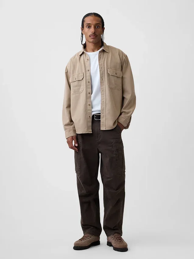 Chemise utilitaire décontractée en denim ultra-doux