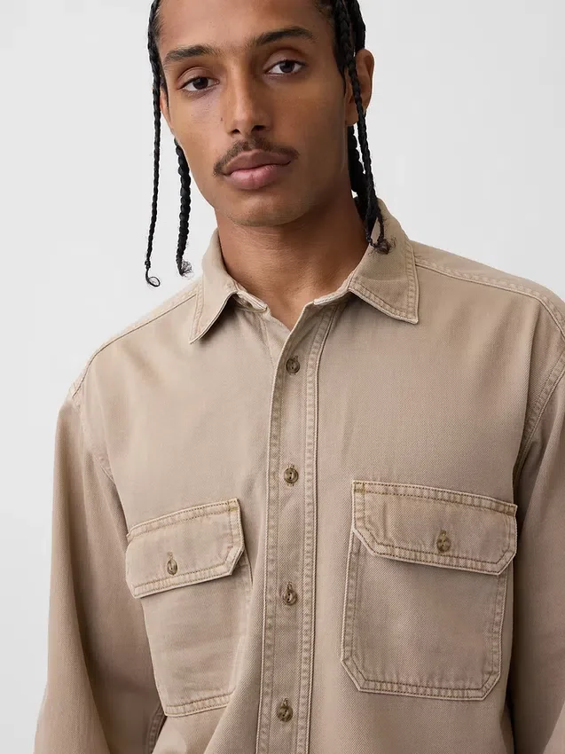 Chemise utilitaire décontractée en denim ultra-doux