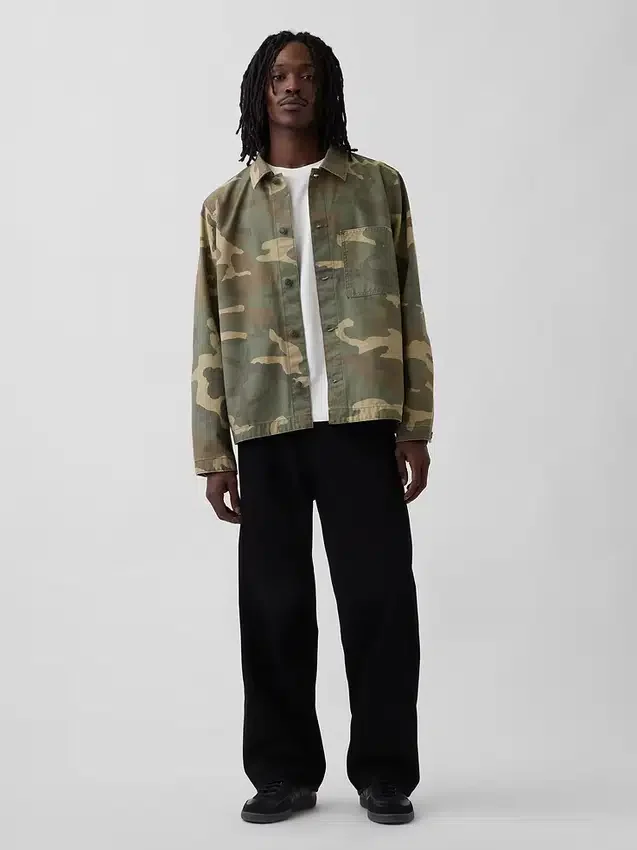 Chemise utilitaire en toile de denim camouflage