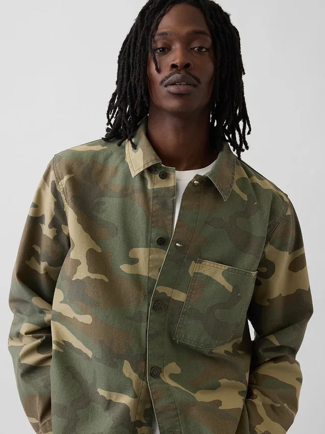 Chemise utilitaire en toile de denim camouflage