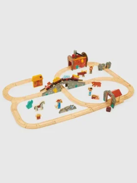 Circuit de train sur le thème de la mine d’or