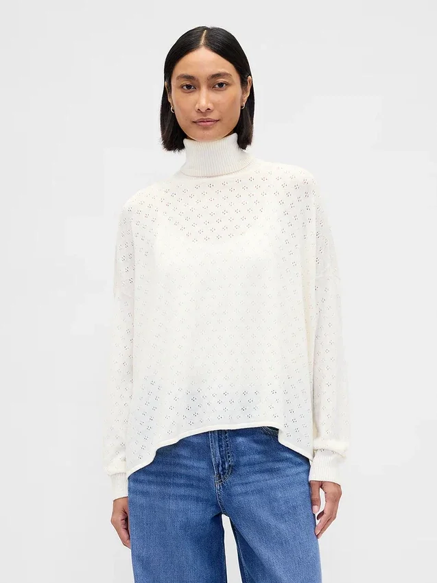 Col roulé oversize en pointelle