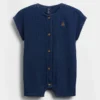 Combinaison courte en denim et gaze de coton pour bébé