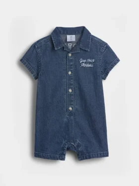 Combinaison courte en denim pour bébé avec Gap Logo