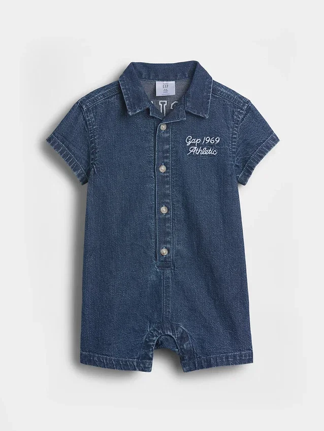 Combinaison courte en denim pour bébé avec Gap Logo