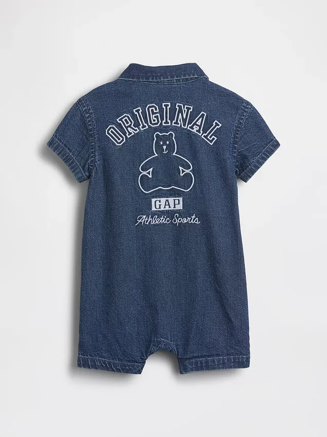 Combinaison courte en denim pour bébé avec Gap Logo