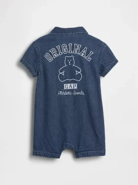 Combinaison courte en denim pour bébé avec Gap Logo