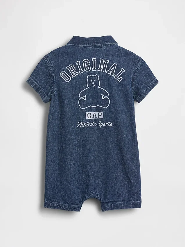 Combinaison courte en denim pour bébé avec Gap Logo