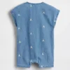Combinaison courte en denim pour bébé avec ours Brannan brodé