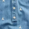 Combinaison courte en denim pour bébé avec ours Brannan brodé