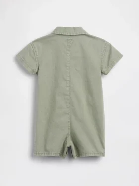 Combinaison courte en denim pour bébé avec poche