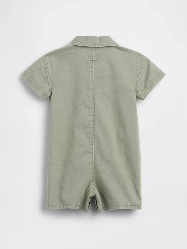 Combinaison courte en denim pour bébé avec poche