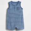 Combinaison courte Henley en coton bio pour bébé