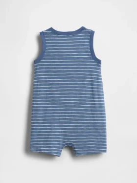 Combinaison courte Henley en coton bio pour bébé