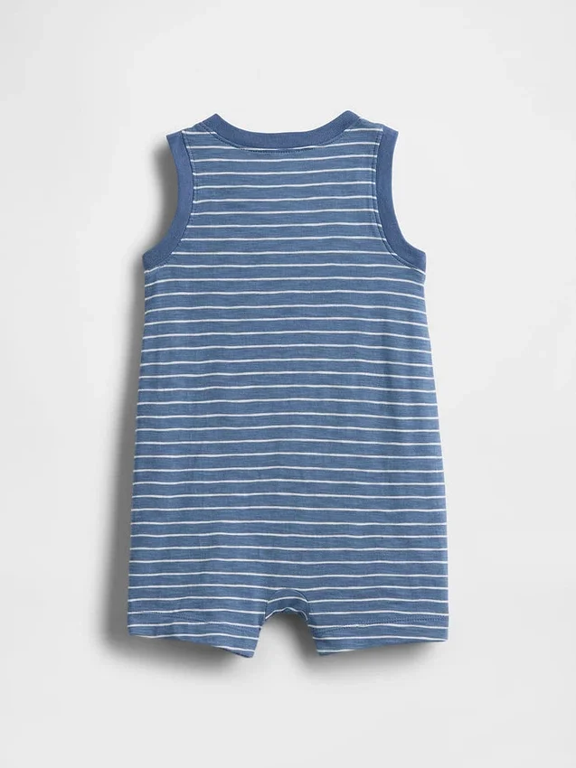 Combinaison courte Henley en coton bio pour bébé
