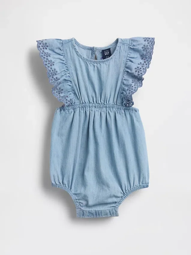 Combinaison en denim à œillets pour bébé