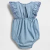 Combinaison en denim à œillets pour bébé