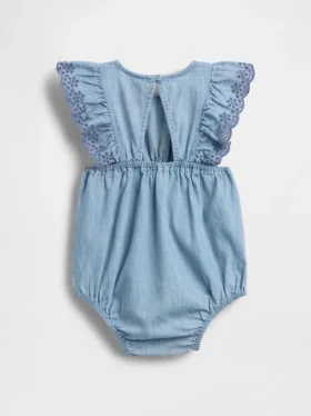 Combinaison en denim à œillets pour bébé