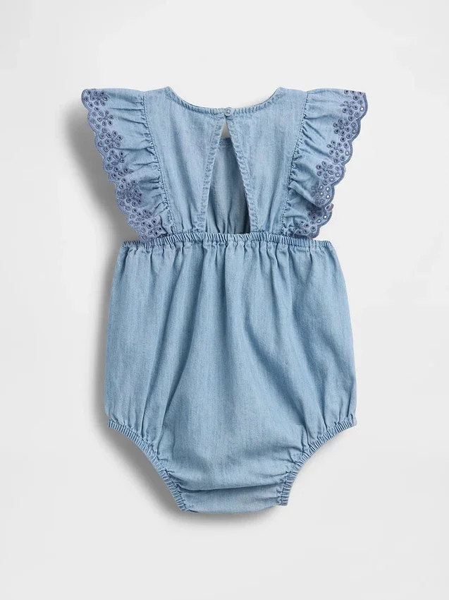 Combinaison en denim à œillets pour bébé