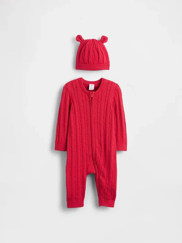 Combinaison en tricot torsadé pour bébé