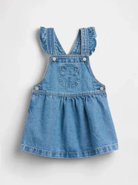 Combinaison-jupe en denim à poche « Bear » pour Bébé & Enfant