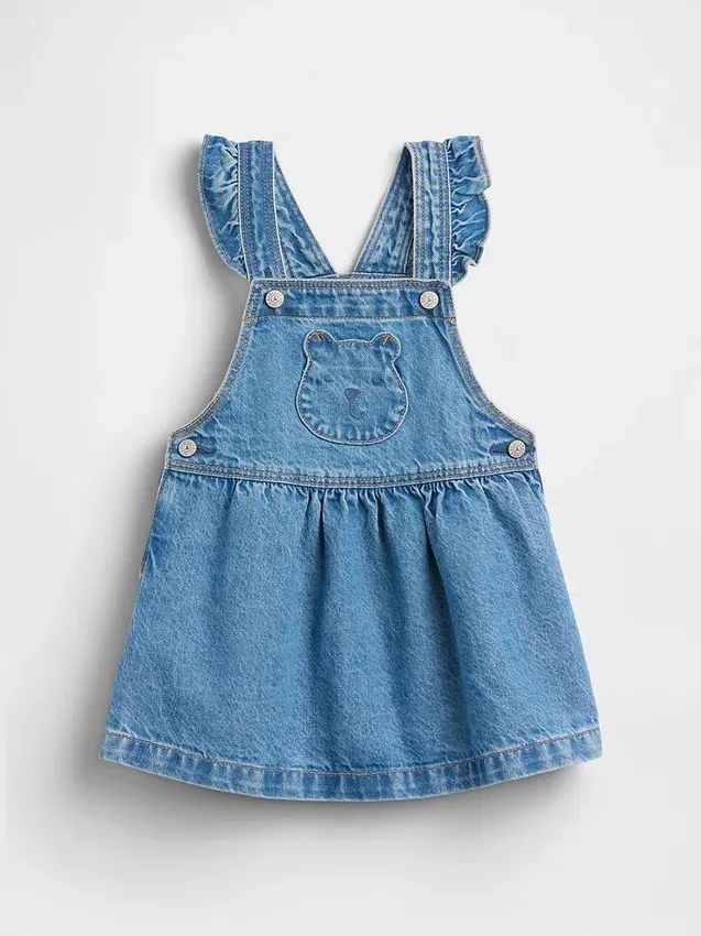 Combinaison-jupe en denim à poche « Bear » pour Bébé & Enfant