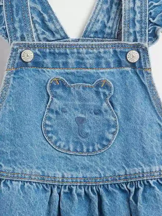Combinaison-jupe en denim à poche « Bear » pour Bébé & Enfant