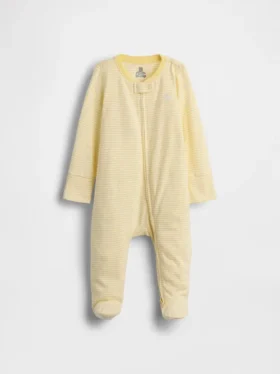 Combinaison à pieds en coton bio pour bébé avec fermeture éclair
